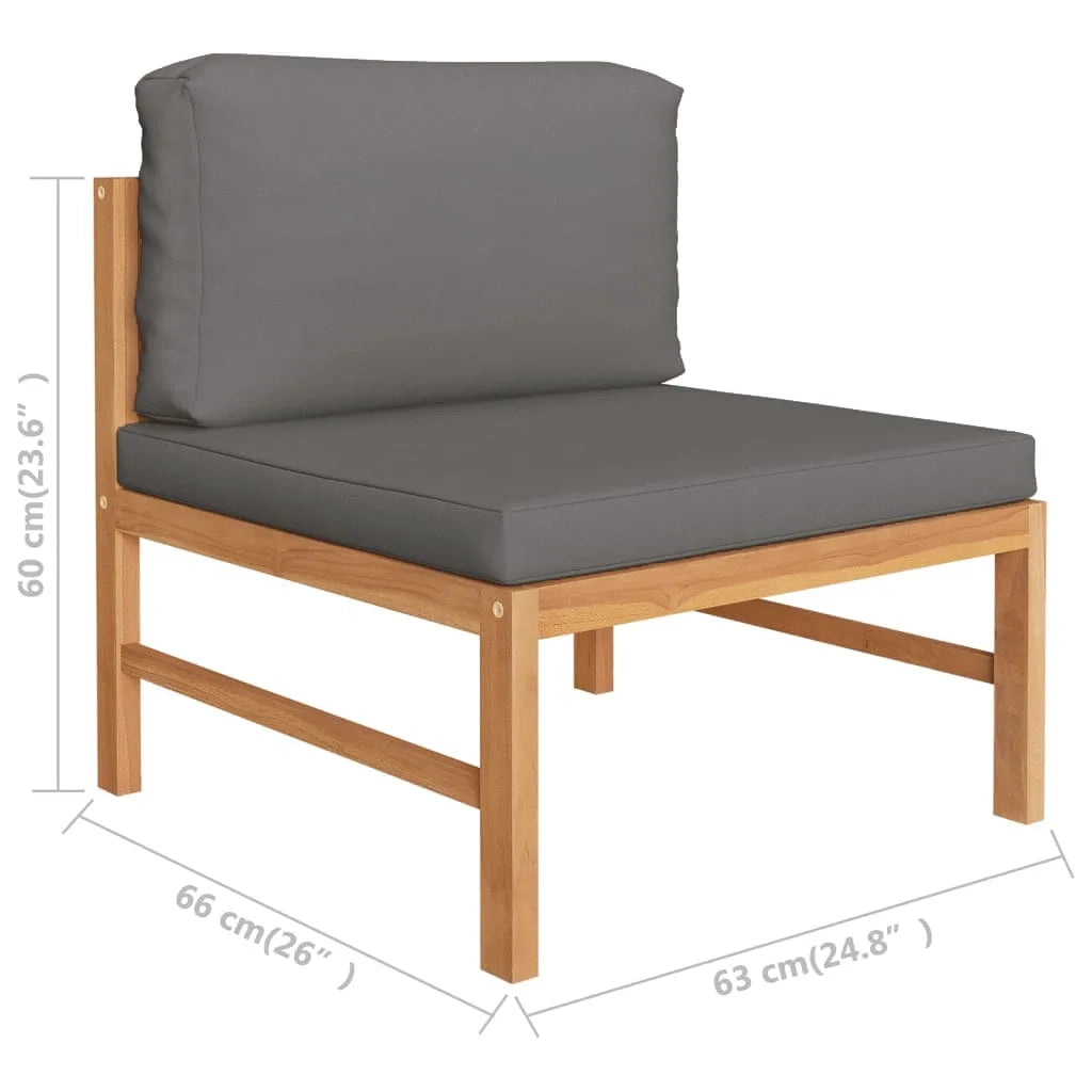 Salotto da Giardino-Set Divani Giardino 2 pz Cuscini Grigio Scuro in Legno di Teak 238909
