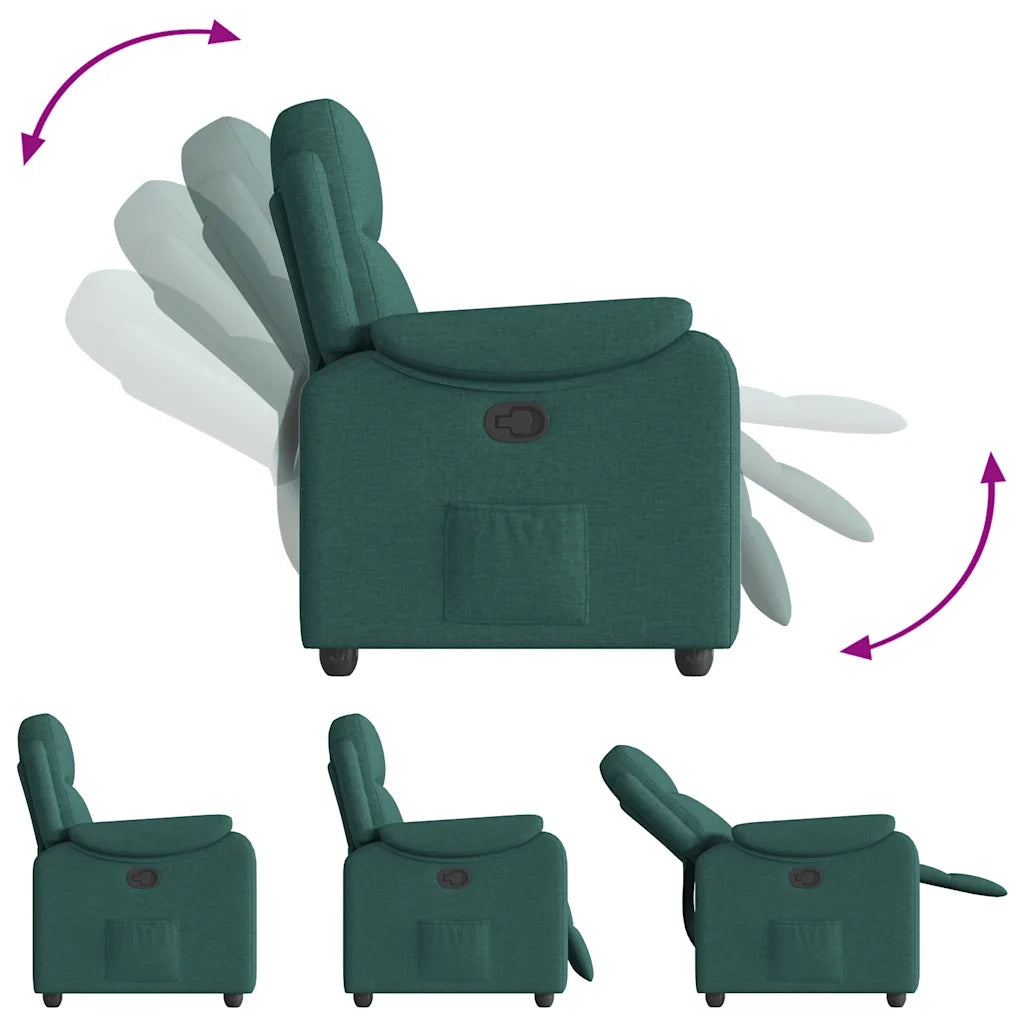 Divano Sedia-Poltrona Reclinabile in Tessuto Verde Scuro 667884
