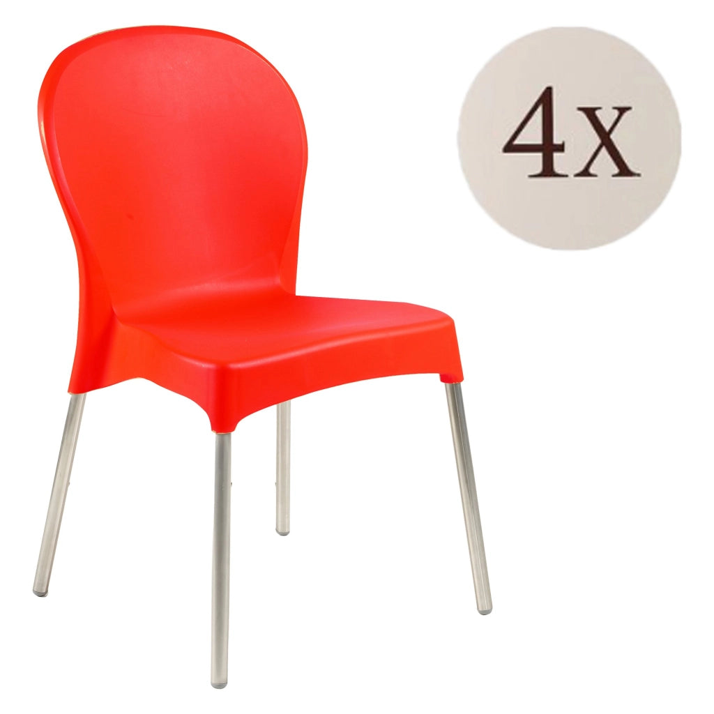 Eclectic, Sedia da Esterno 4 Sedie Made in Italy, Rosso