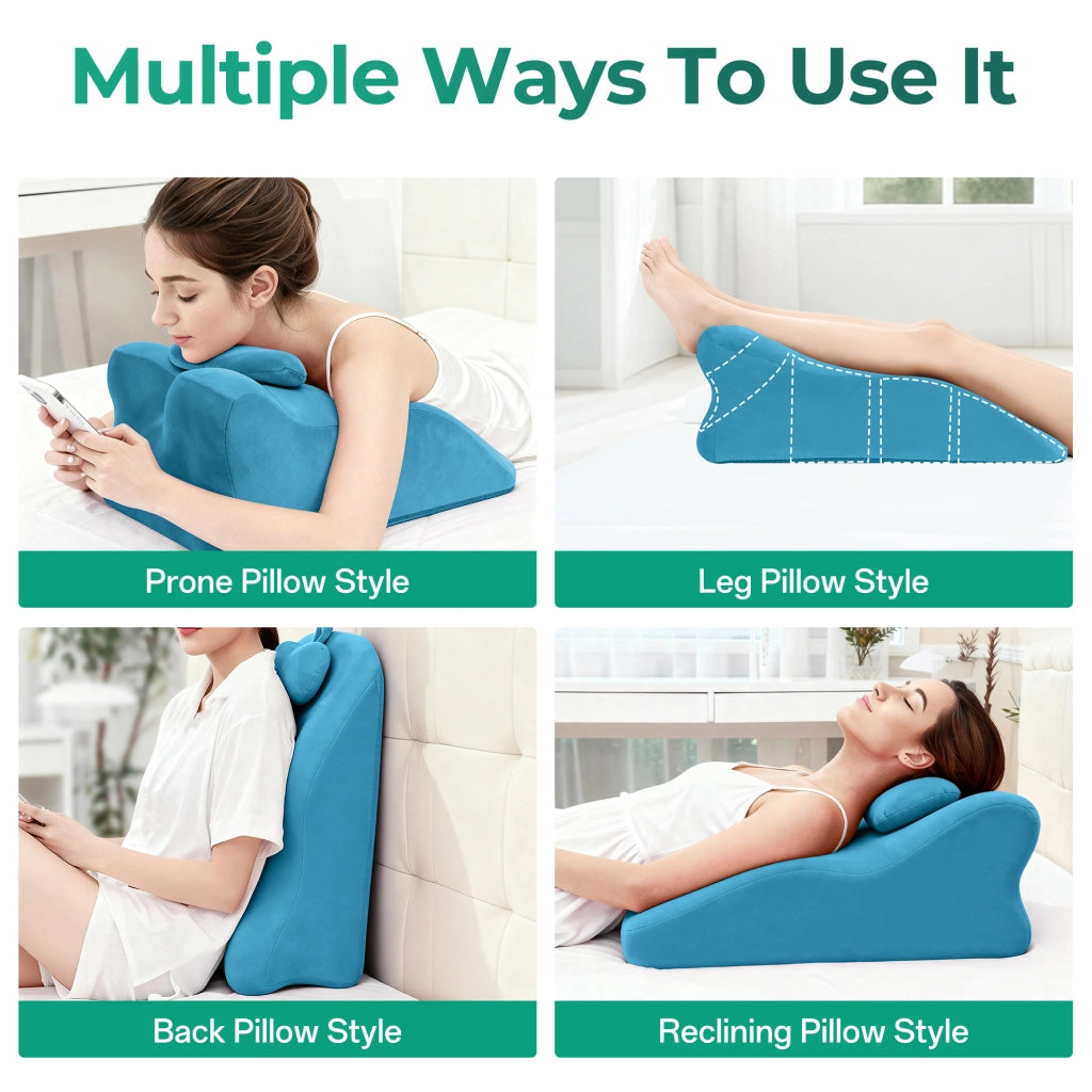 Cuscino a cuneo ergonomico ¨C Minimal ¨C blu, memory foam, supporto schiena