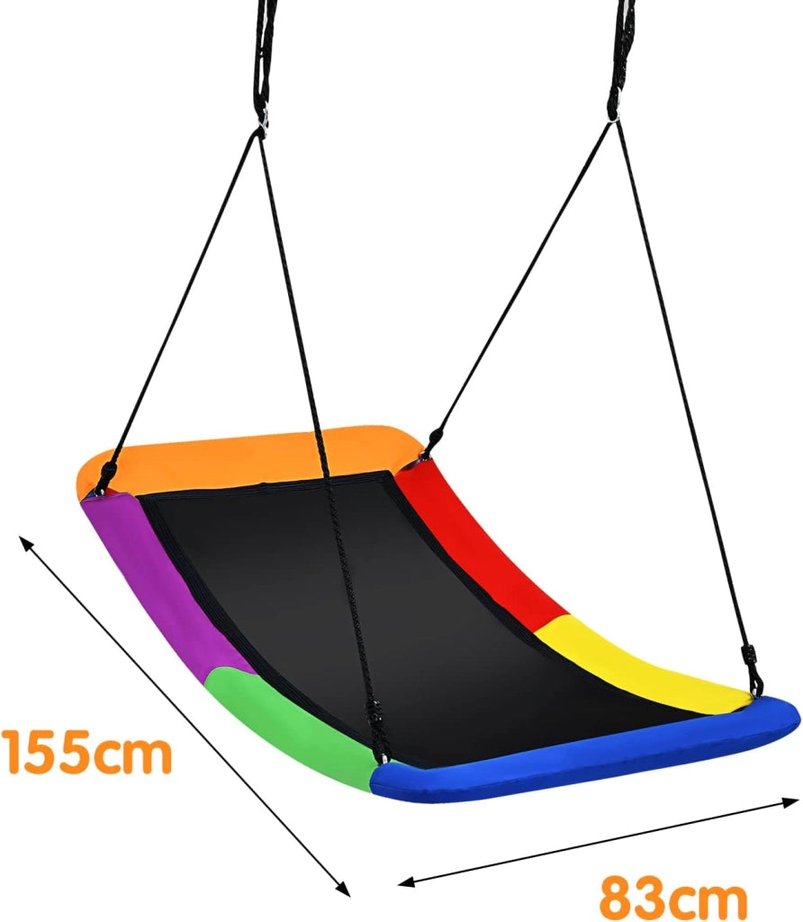 Altalena con corde regolabili, altalena per bambini e adulti, 150 cm x 80 cm, altalena da giardino fino a 150 kg, per interni ed esterni (colorata)