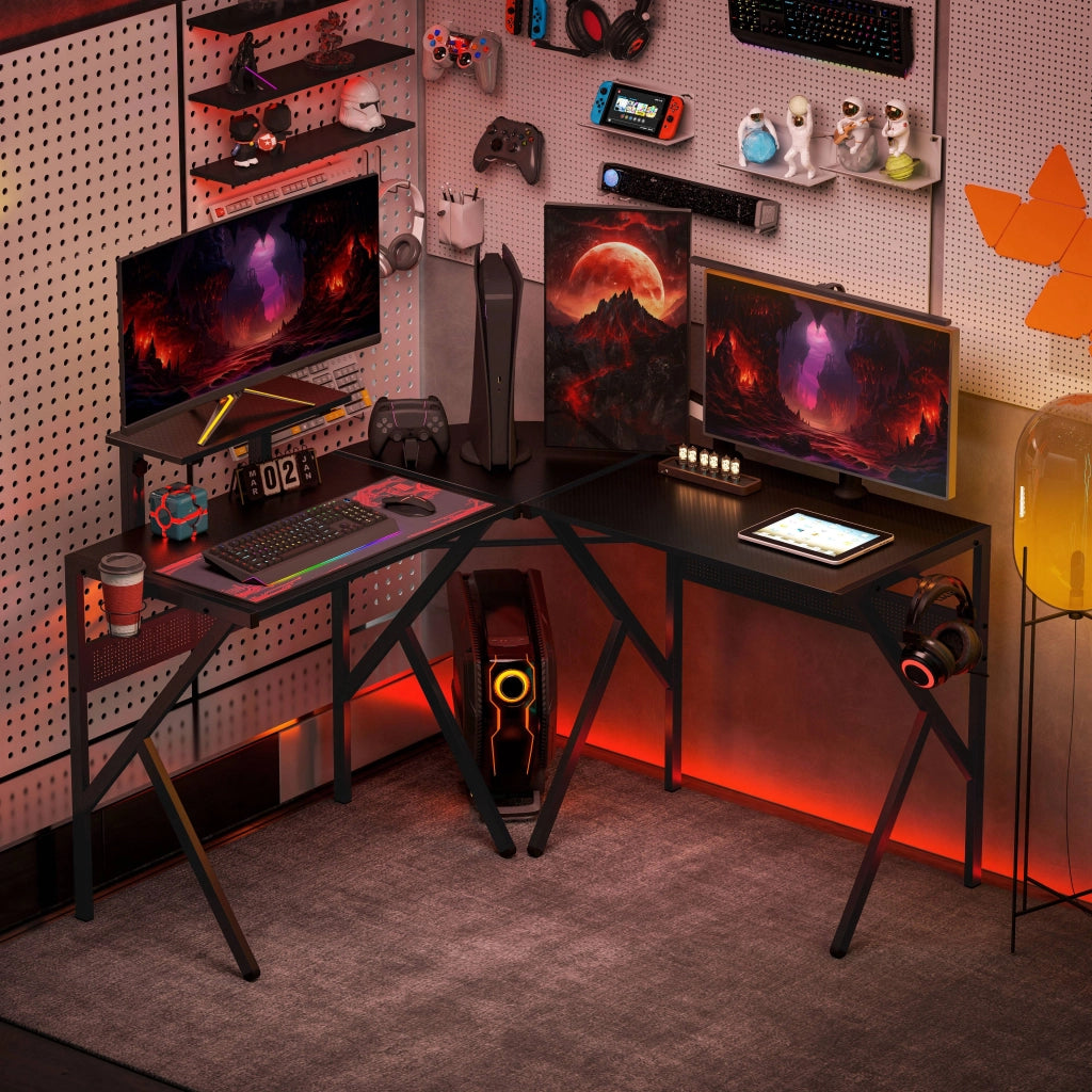 Scrivania Gaming Angolare ¨C Zephmum ¨C Nero 125x125 cm