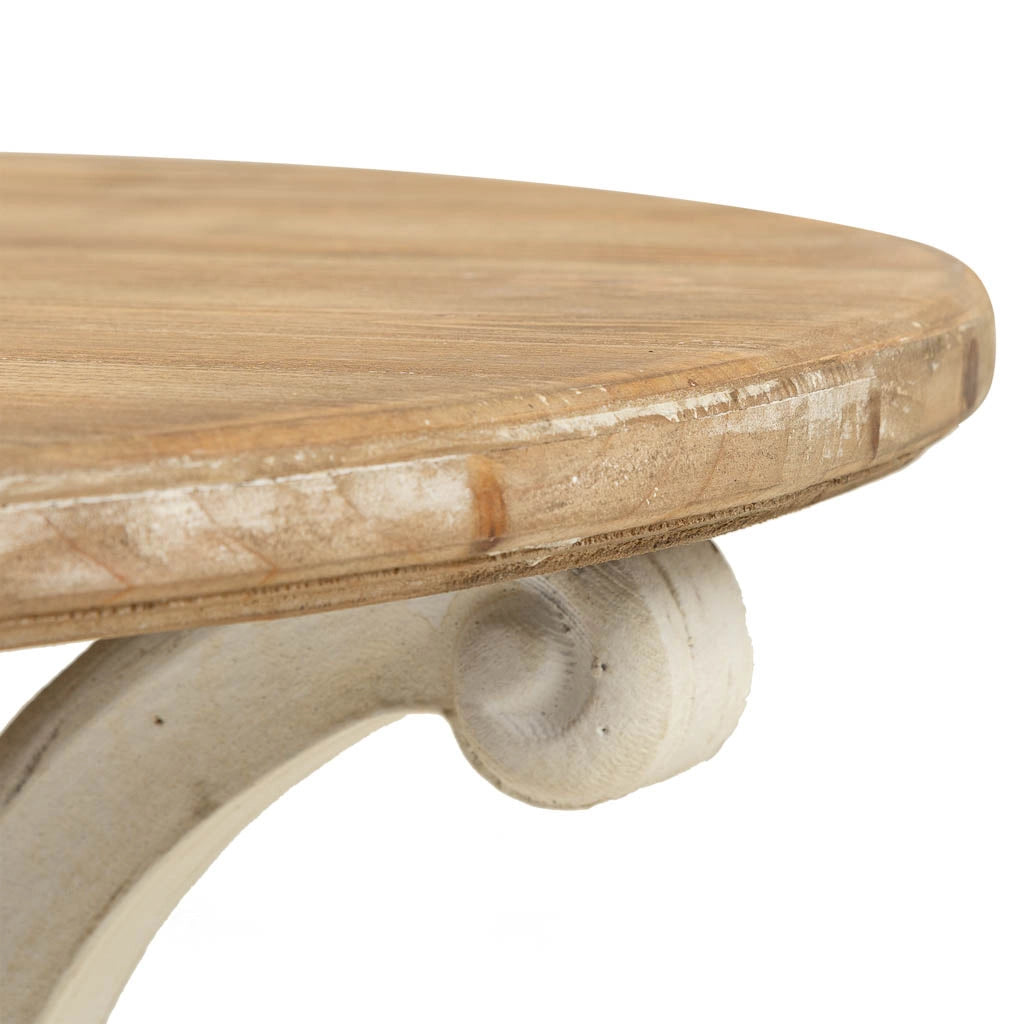 Tavolino in legno con finitura bianco anticato 80x80x47h cm