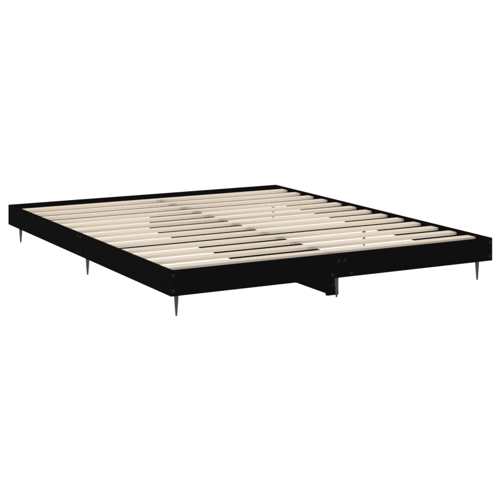 Giroletto-Struttura Letto Nero 200x200 cm in Legno Multistrato 999487