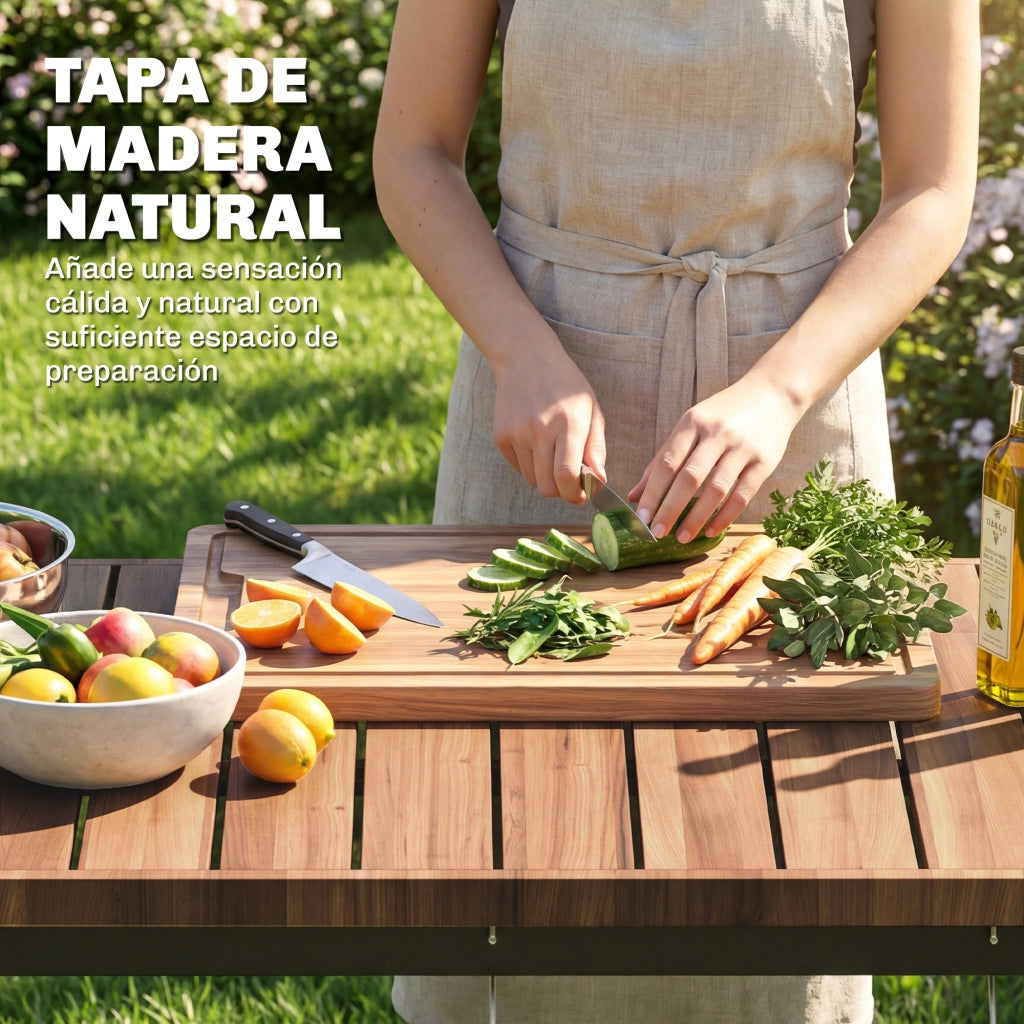 Carrello per Barbecue 2 Livelli con Ruote ¨C zephmum ¨C Nero e Marrone