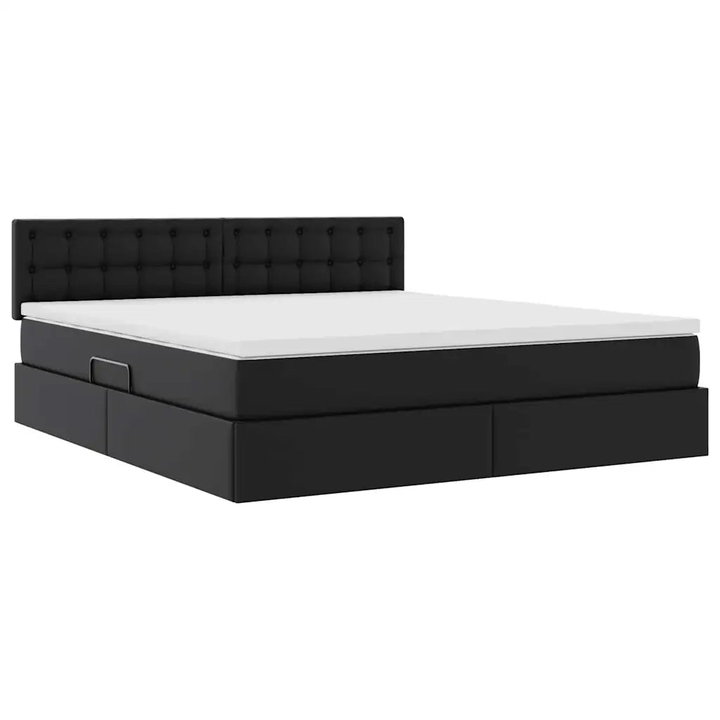 Letto con contenitore e materasso Nero 160 x 200 cm