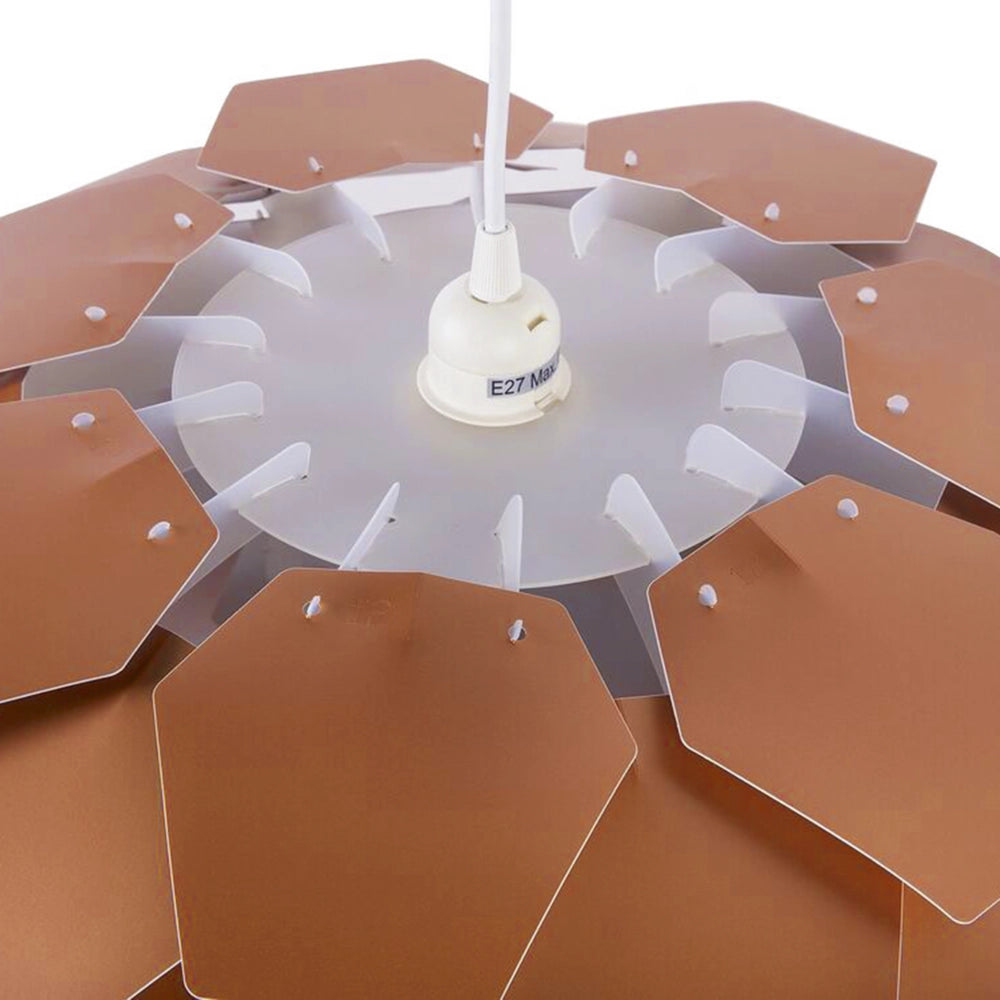 Lampadario Lampada a Sospensione con paralume a forma di globo a pigna in plastica di rame