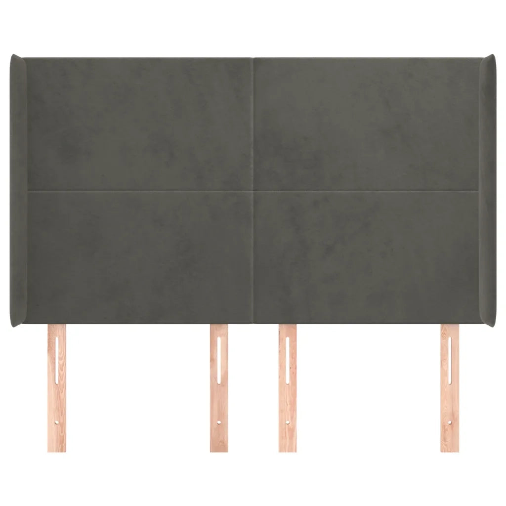 Testiera | Testata ad Orecchio GrigioScuro 147x16x118/128cm in Velluto