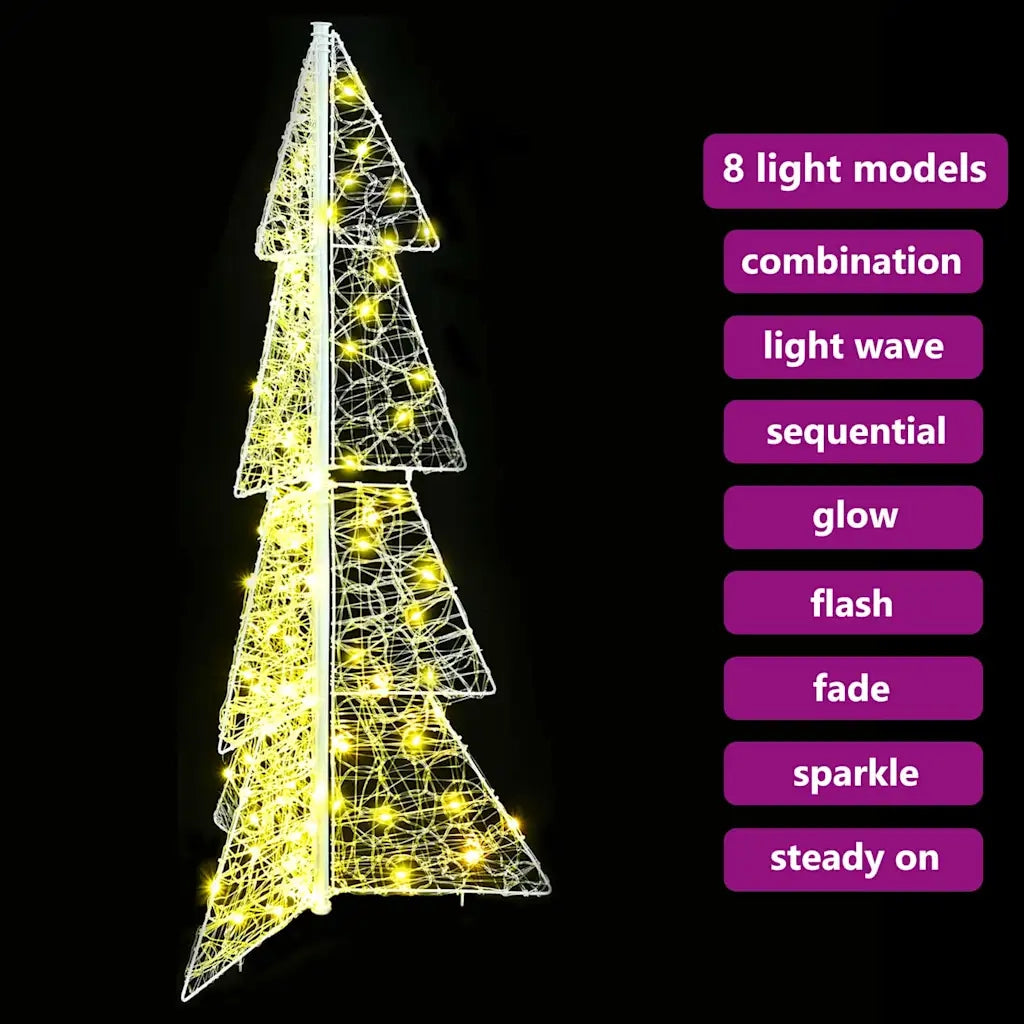 Albero di Natale con 100 LED Bianco caldo 120 cm Acrilico