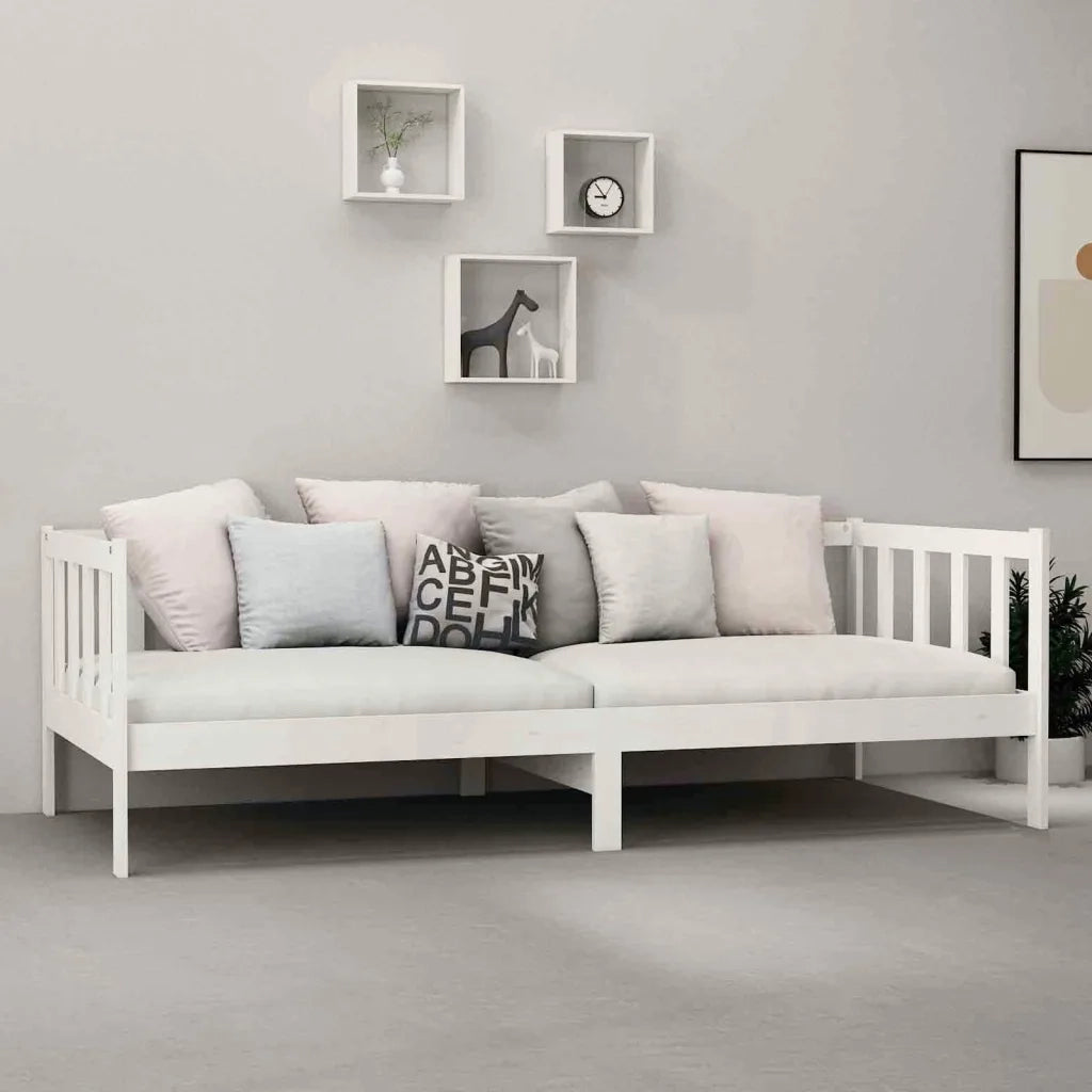 Divano Letto con Materasso 90x200 cm Bianco in Legno di Pino 3083610