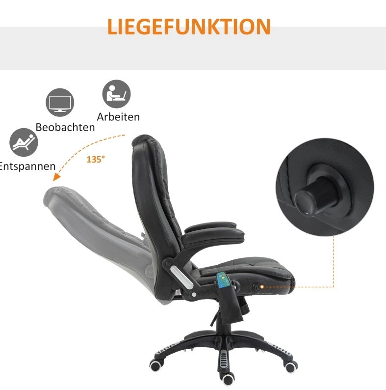 Poltrona da ufficio ergonomica con massaggio, nera
