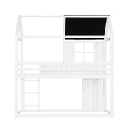 Letto a Soppalco 90x200 cm - Scala a 3 Gradini e Recinzione - in Legno - Bianco e Nero