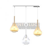 SOSPENSIONE CROMO 3 LUCI RETTANGOLARE VETRI TR + 2X AM 1177CR-S3 R-TA