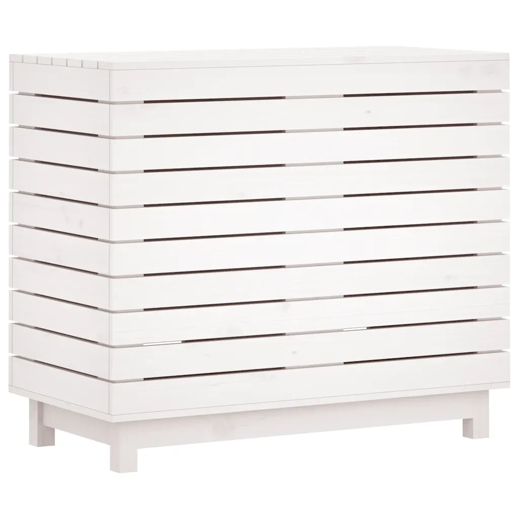 Cesto per Bucato Bianco 88,5x44x76 cm Legno Massello Pino