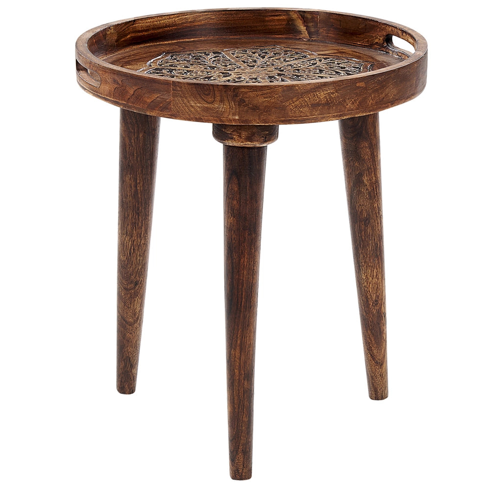 Set di 2 tavolini in legno di mango scuro realizzato a mano effetto usurato soggiorno camera da letto