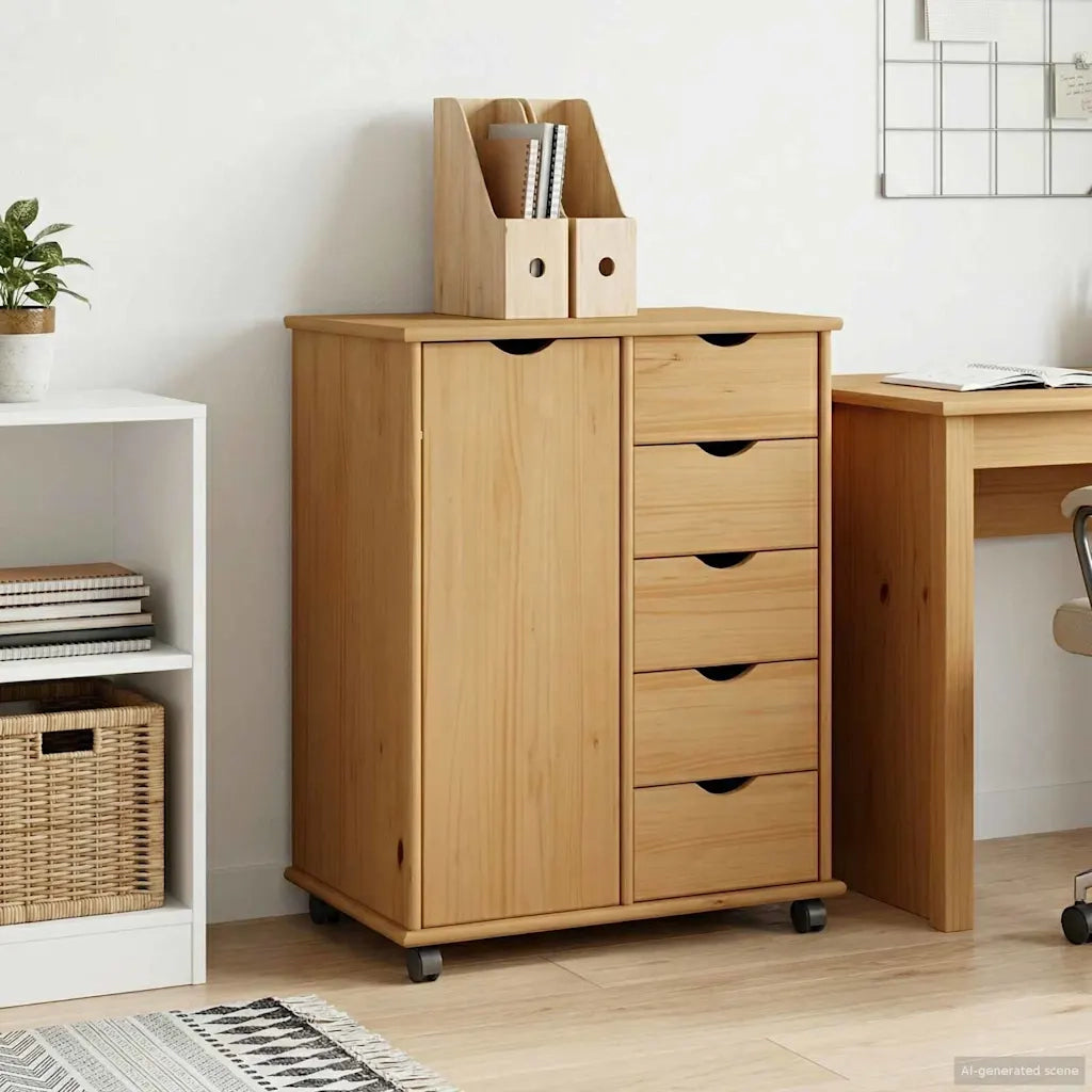 Mobile con Ruote con ruota Marrone miele 63,5 x 39 x 79 cm 42028360