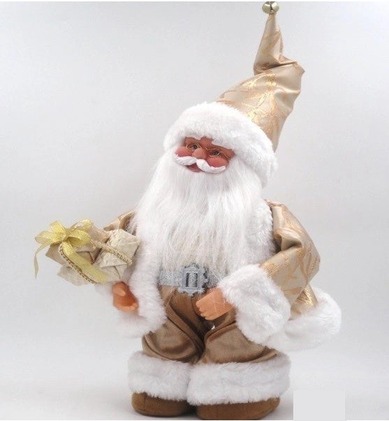 Babbo natale decorazione natalizia con carillon vestito oro 35 cm