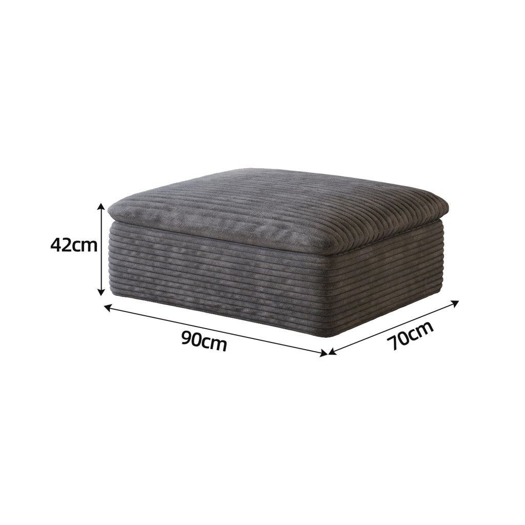 Divano modulare in tessuto con supporto in schiuma e design versatile senza struttura in legno, grigio scuro