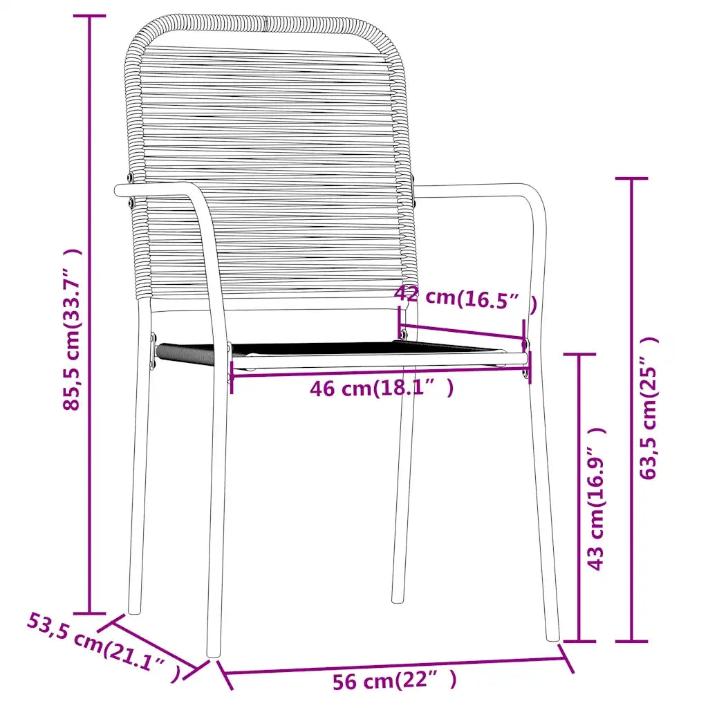 Set Mobili da Pranzo per Giardino 7 pz Nero cod mxl 36961
