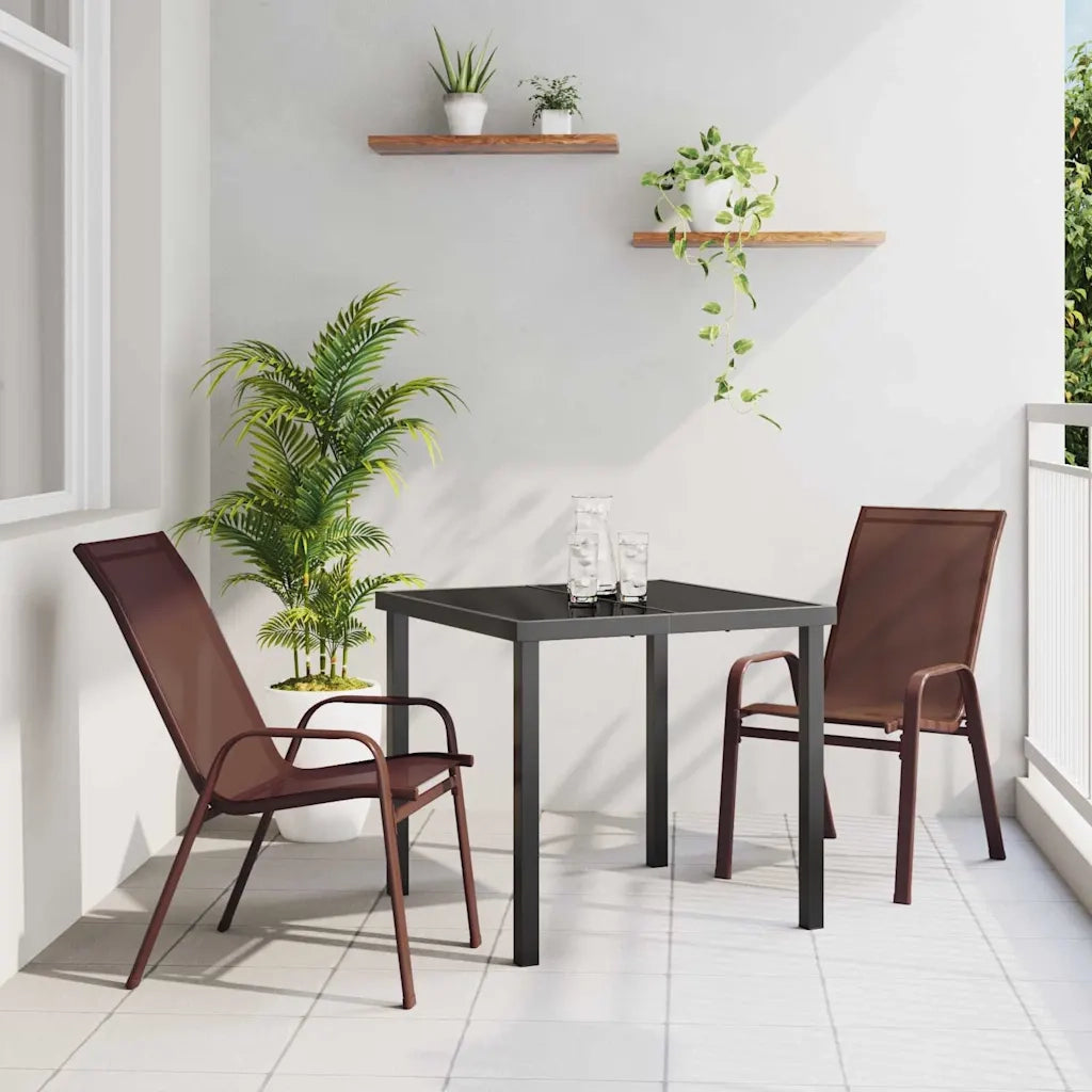 Set da Pranzo per Giardino 3 pcs Marrone e Nero