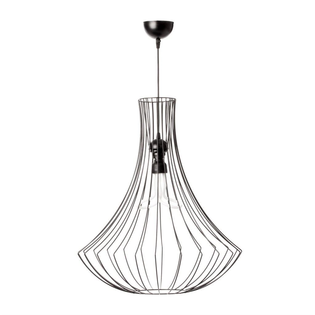Lampada a sospensione Chiara in filo d'acciaio nero