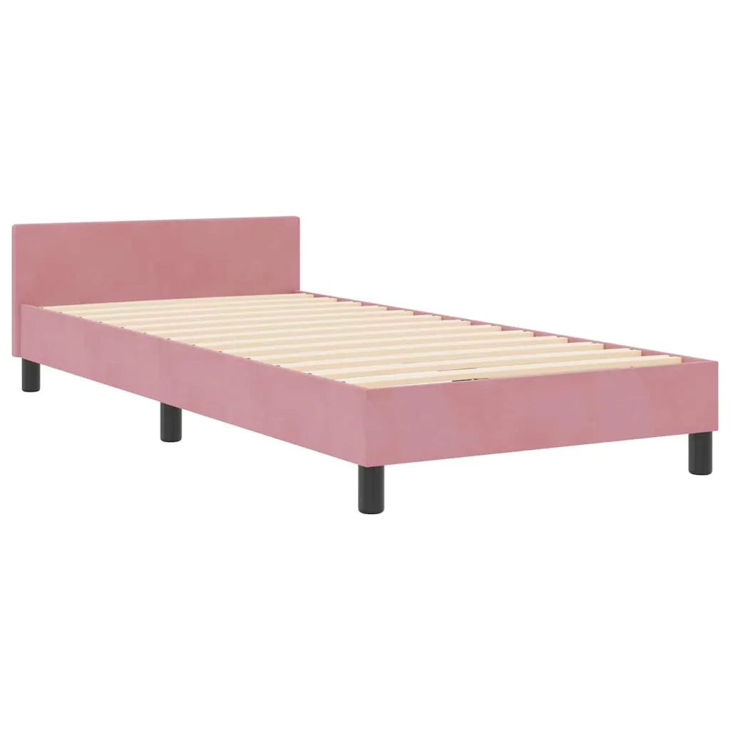 Letto a molle con testiera Rosa 90 x 200 cm Velluto