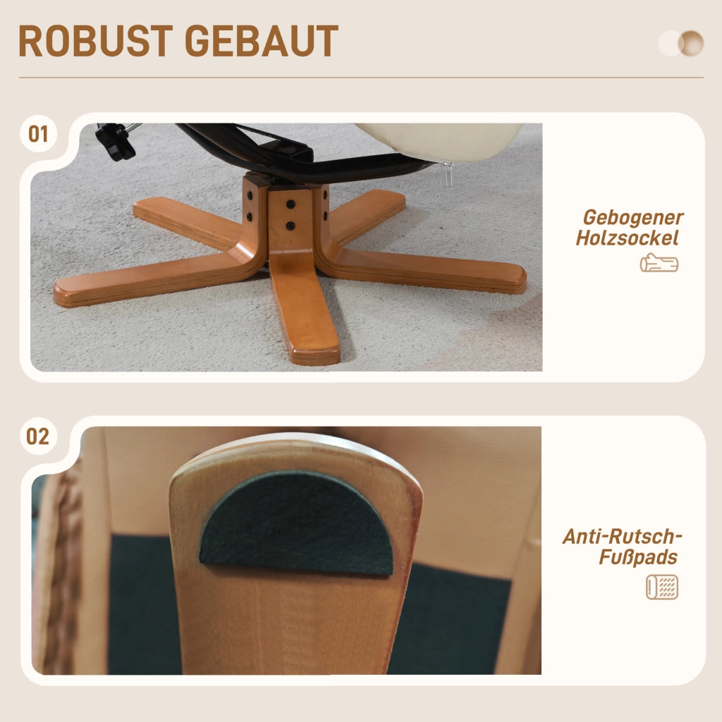 Poltrona relax con poggiapiedi ¨C Xylo ¨C similpelle crema reclinabile fino 150 kg