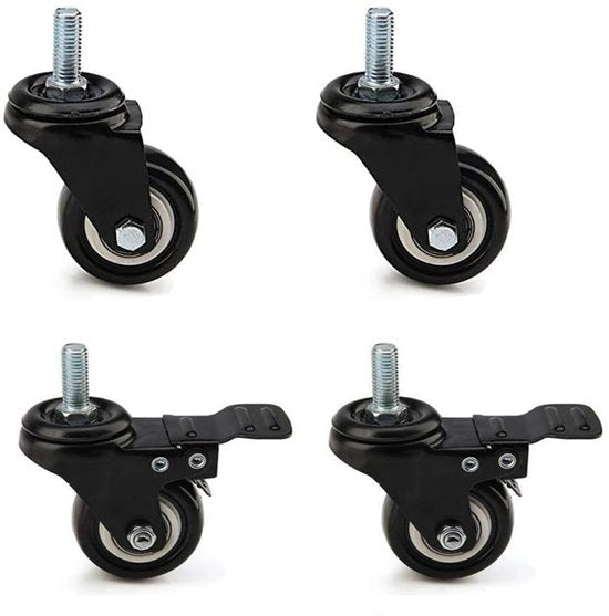 Set di 4 ruote per mobili da 40 mm con freno, filo di avvallamento M8 x 25 mm, ruota di carico leggera, capacità di carico 240 kg, rotazione 360° - per ruote di trasporto, carrelli e mobili
