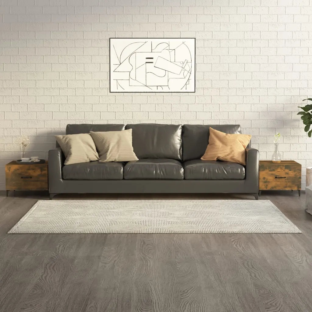 Tavolini da Salotto Gambe in Metallo 2pz Rovere Fumo 50x50x40cm 817538