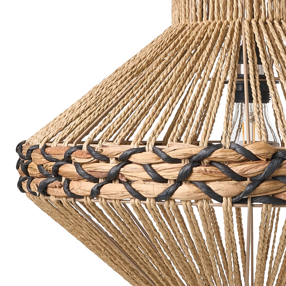 Lampada a sospensione Corda di carta naturale Plafoniera con paralume intrecciato Sala da pranzo Soggiorno Stile Boho