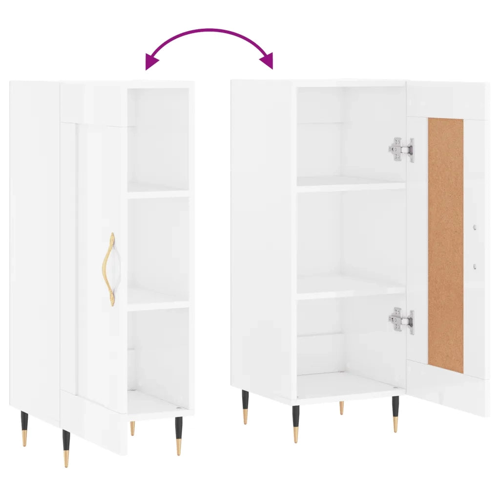 Credenza-Buffet-Armadio da cucina Bianco Lucido 34,5x34x90 cm in Legno Multistrato 884027