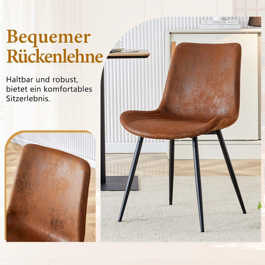 Tavolo da pranzo rotondo con 4 sedie in MDF, piano da 100 cm, stile moderno, per sala da pranzo, marrone e nero