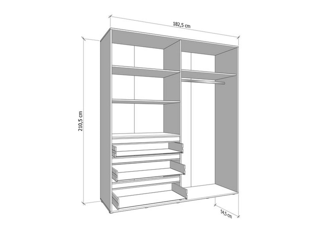 Armadio Camera da Letto Rifreddoo, Guardaroba Grande 4 Ripiani, 183x211h cm Marrone Rovere Nodi