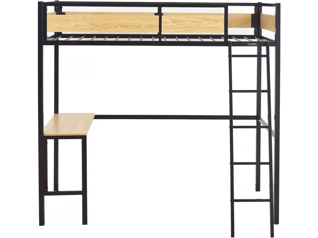 Letto a soppalco "Ethan" con scrivania - 90 x 190 cm - Nero