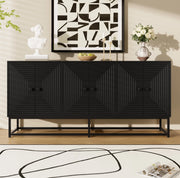 Credenza 160x38x75.5 cm con 3 vani a doppia anta in pannello truciolare nero