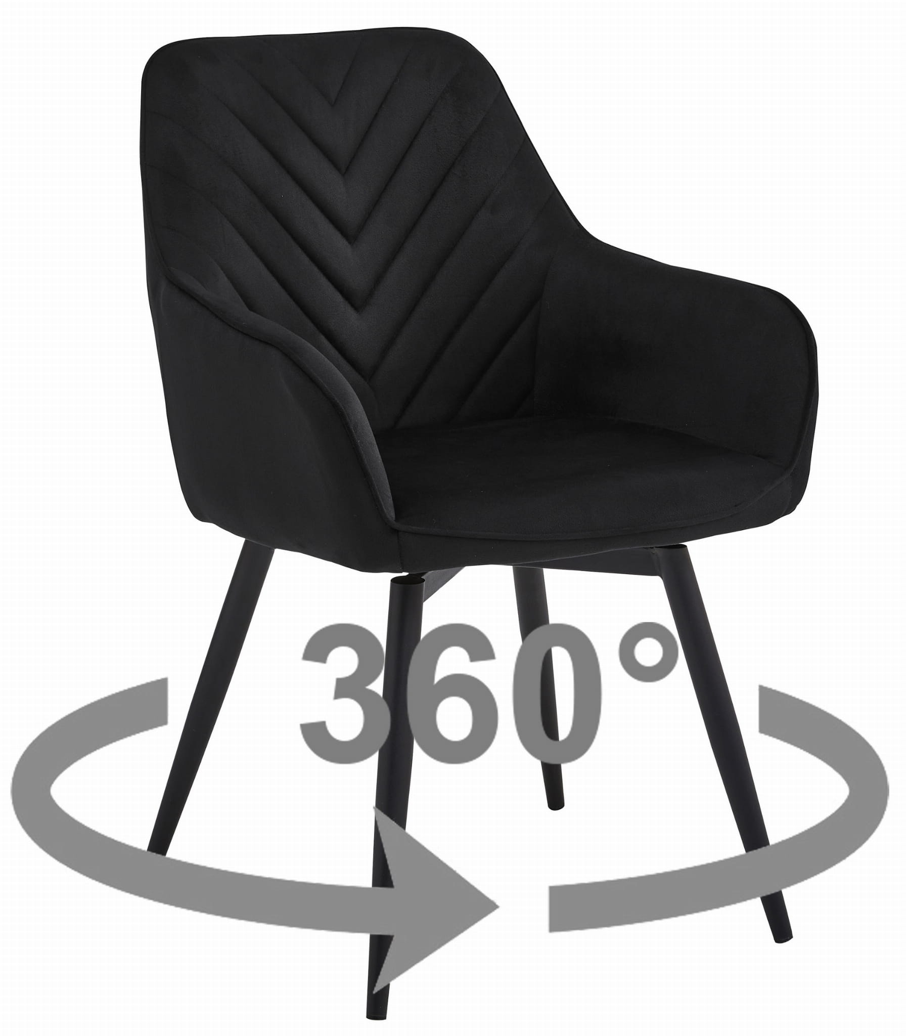 Sedia girevole in velluto VALORA NANA360 - Nero x 1