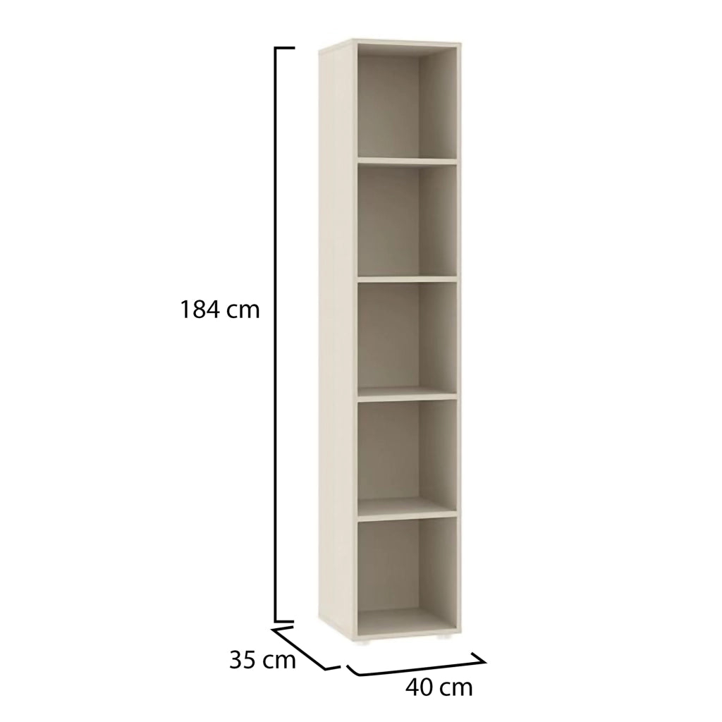 Biblioteca Likagame, Libreria 4 Ripiani, 40x35x184h cm Beige