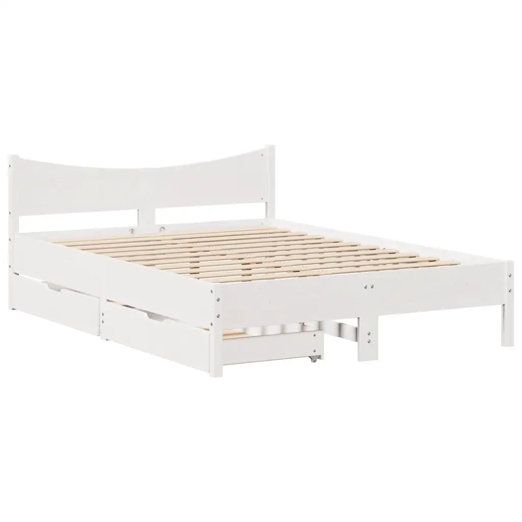 vidaXL Giroletto con Cassetti Bianco 140x200 cm Legno Massello di Pino