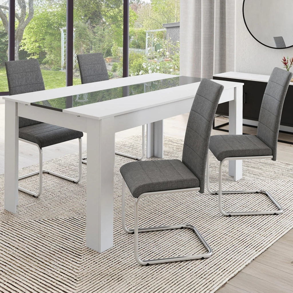IDMarket - Set di 4 sedie da pranzo in tessuto grigio antracite MIA