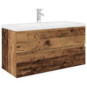 Mobile da Bagno con Lavabo | Armadio Lavabo Integrato e Rubinetto Legno Antico