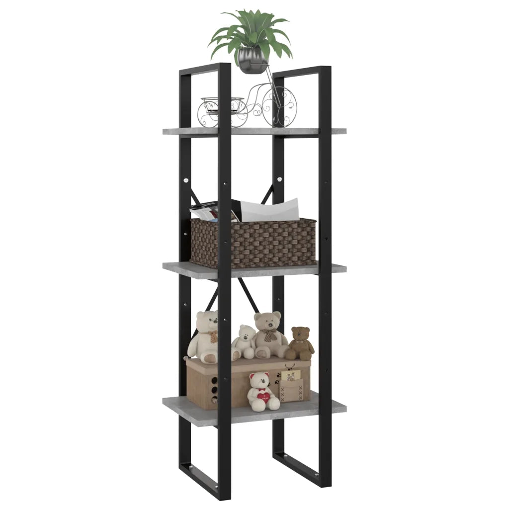 Libreria 3 Ripiani Grigio Cemento 40x30x105cm Legno Multistrato 806491