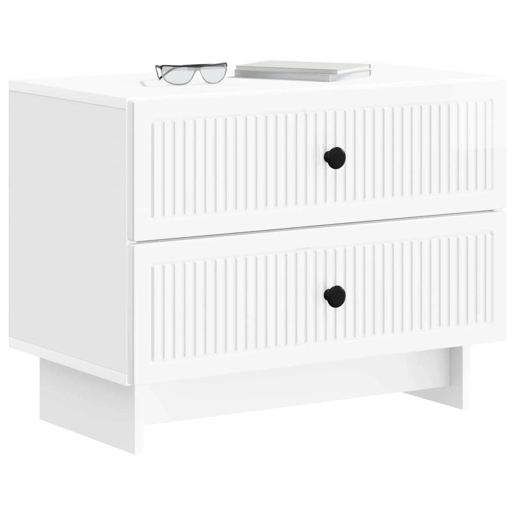 Comodino | Armadio da Notte | Mobiletto da notte con cassetto Bianco Lucido 62 x 34,5 x 47,5 cm