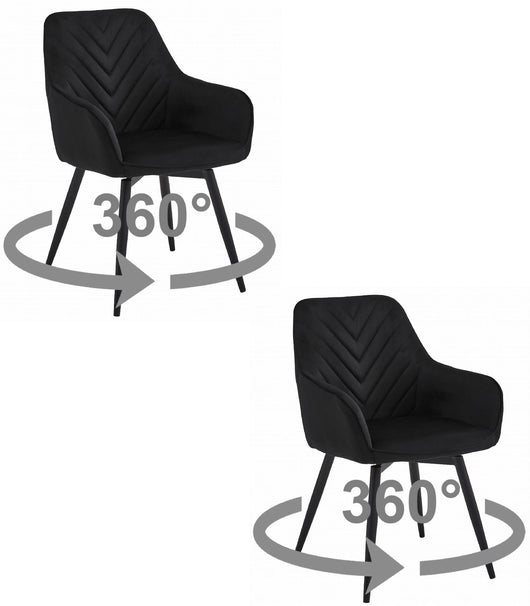 Sedia girevole in velluto VALORA NANA360 - Nero x 2
