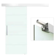 Porta Scorrevole Interna in Vetro Smerigliato e Satinato con Binario B2 e Maniglia per Bagno Cucina Studio Vetro 205x 90x 0,8cm
