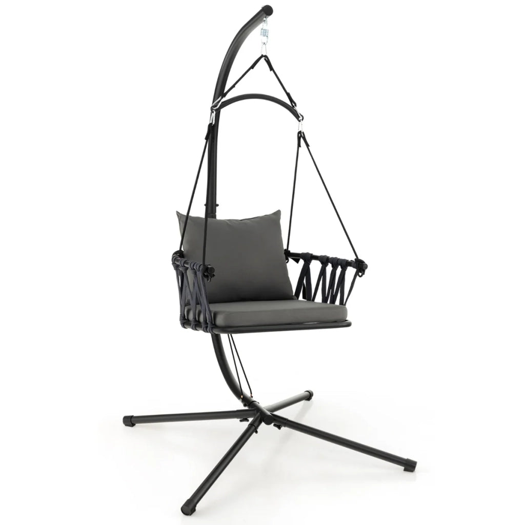 Sedia sospesa pieghevole con supporto 69 x 56 x 38 cm comfort migliorato stile moderno metallo grigio 20_0020039