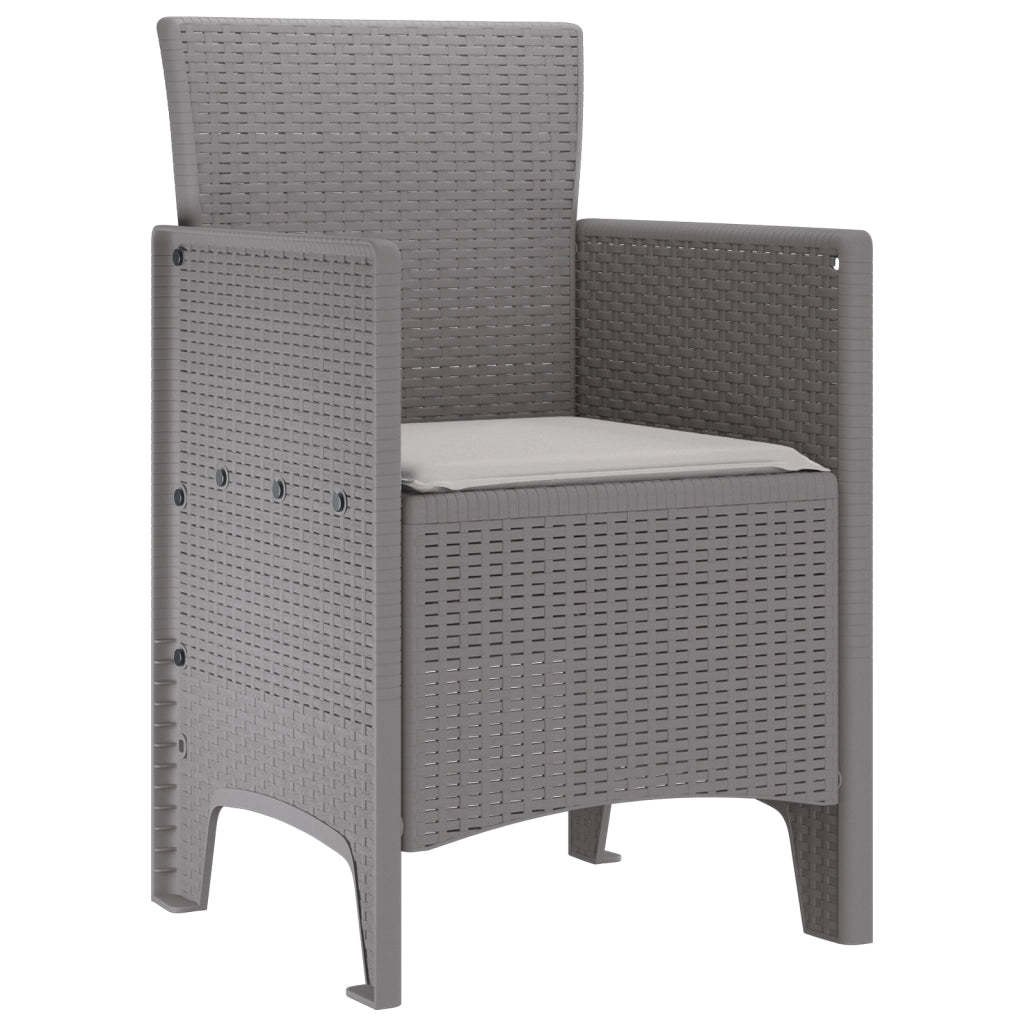 Set di 4 Sedie da Giardino con Cuscini Grigio Chiaro in Polirattan