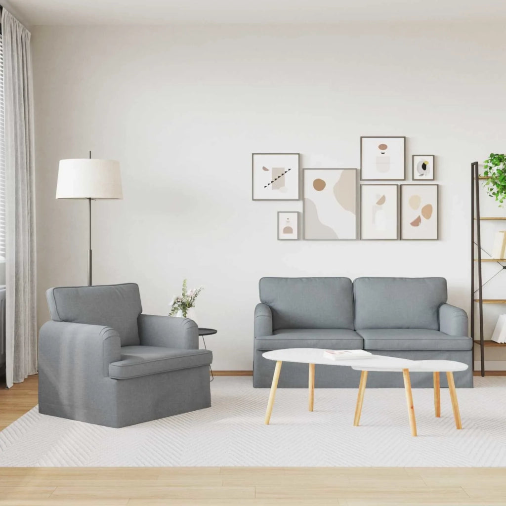 Divano 2 pcs Grigio chiaro 162 x 80 x 85 cm Tessuto