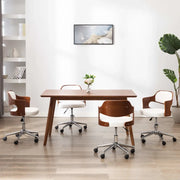 Sedie da Pranzo Girevoli 4 pz Bianche Legno Curvo e Similpelle