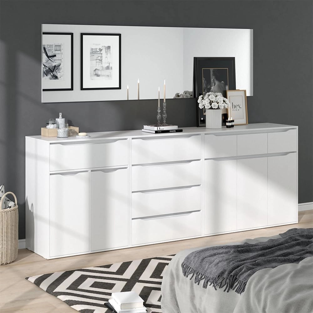 Cassettiera Ruben, Bianco, 48 x 101.6 cm con cassetti, per riporre abiti e oggetti di uso quotidiano