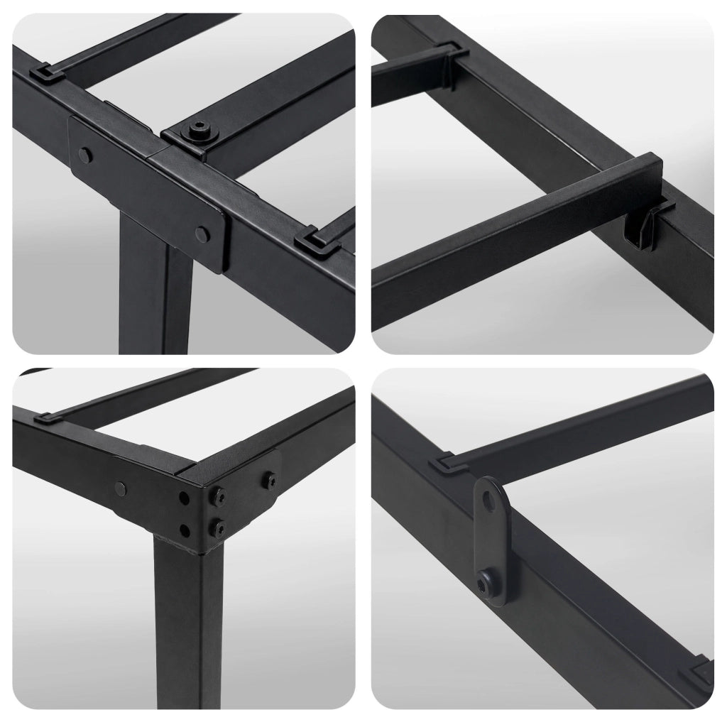 Struttura Letto Pieghevole in Metallo Rete a Doghe 90x200 cm Nero Letto per Ospiti 6 Gambe 10 Doghe